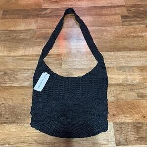 Falls‎ Creek Black Straw Textured Shoulder Bag